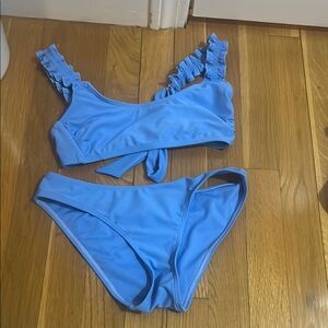 NEVER WORN Blue Ruffled Bikini Set
